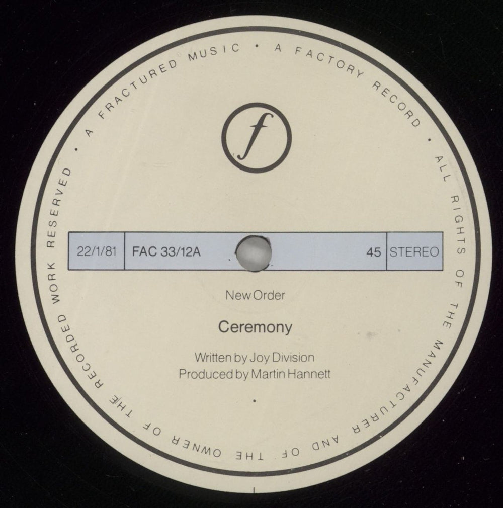 New Order Ceremony UK 12" vinyl single (12 inch record / Maxi-single) NEW12CE878301