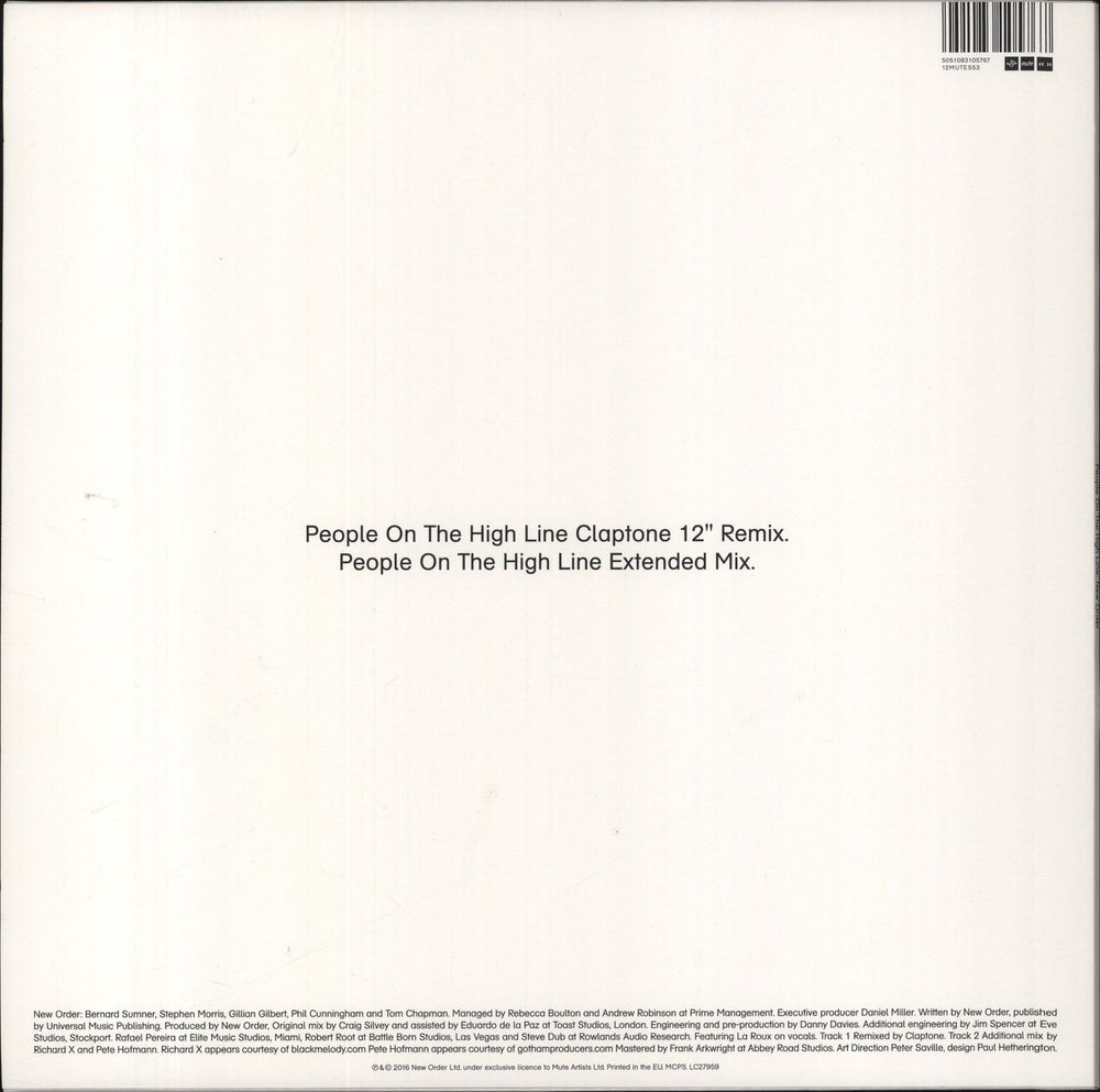 New Order People On The High Line - White vinyl UK 12" vinyl single (12 inch record / Maxi-single) 5051083105767