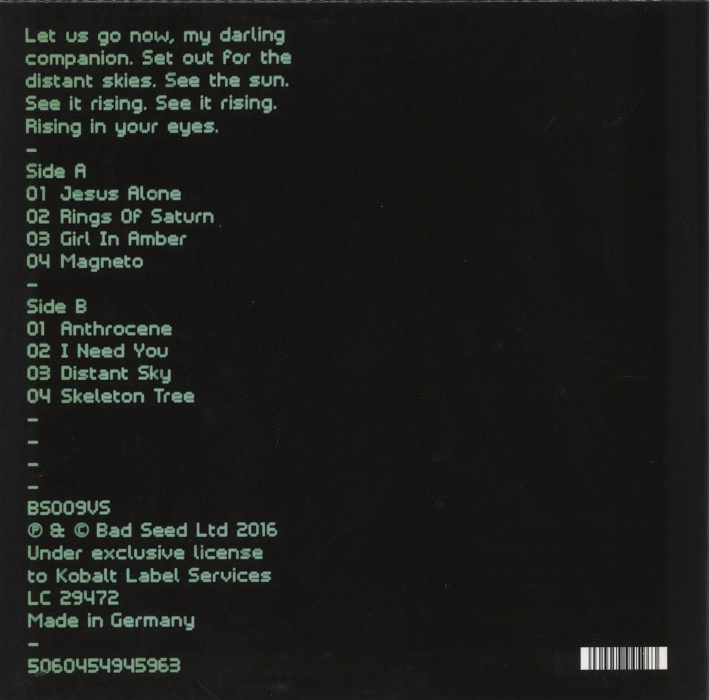 Nick Cave Skeleton Tree UK vinyl LP album (LP record) 5060454945963