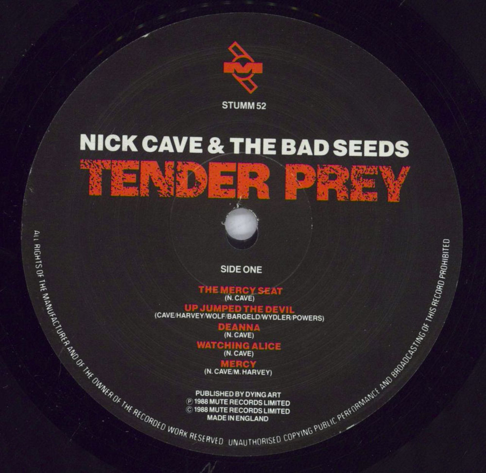 Nick Cave Tender Prey - VG UK vinyl LP album (LP record) NCVLPTE833569