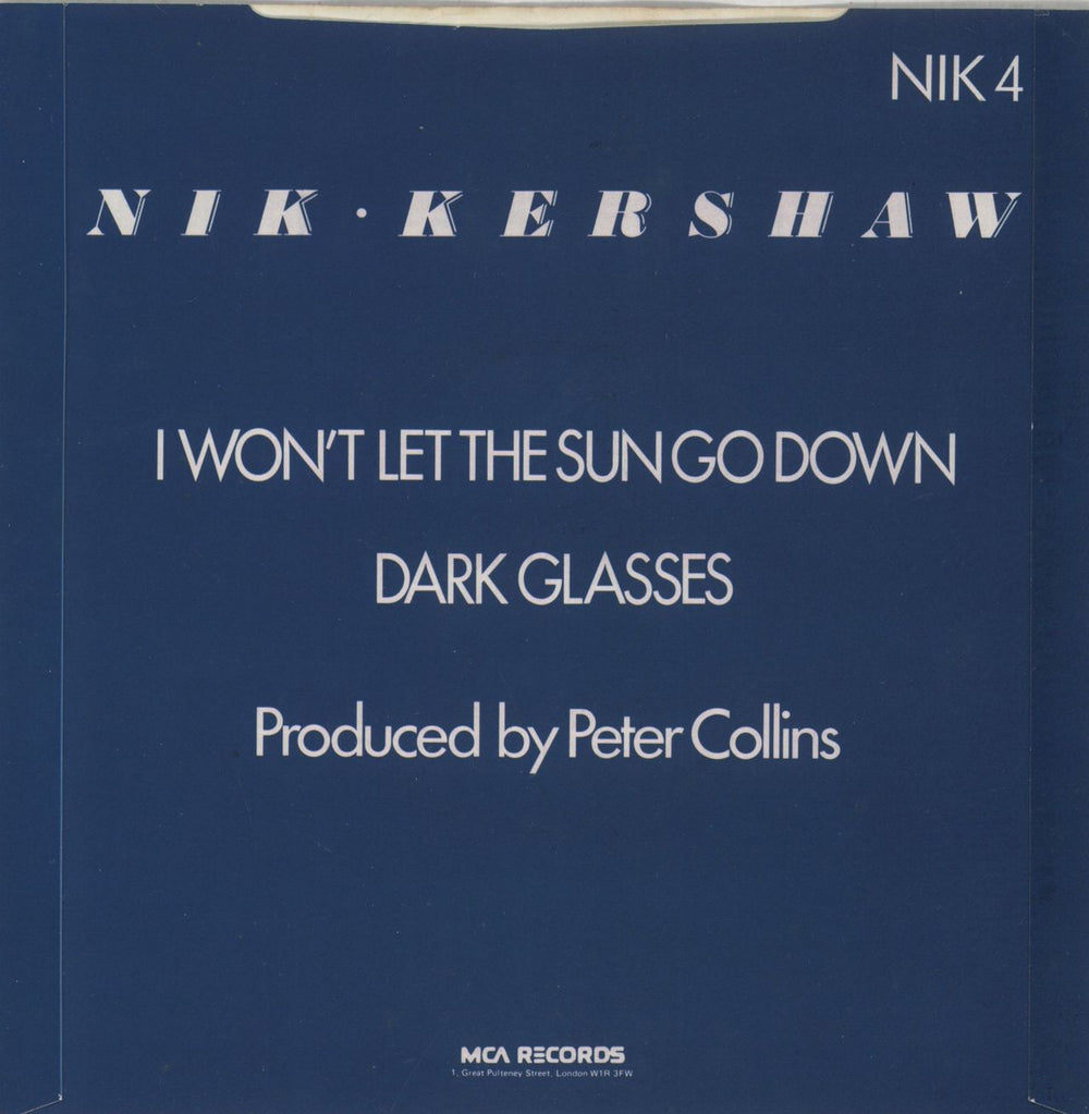Nik Kershaw I Won't Let The Sun Go Down On Me UK 7" vinyl single (7 inch record / 45)