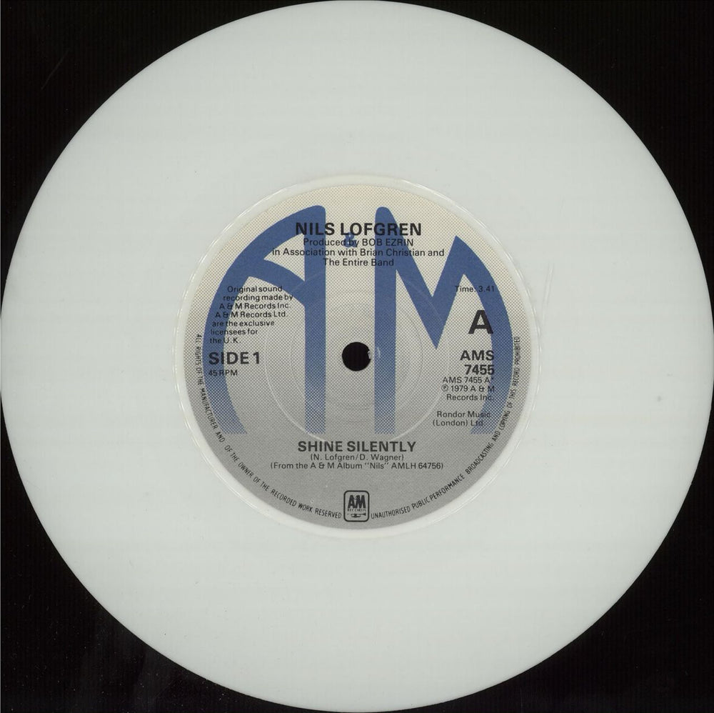 Nils Lofgren Shine Silently - White Vinyl UK 7" vinyl single (7 inch record / 45) AMS7455