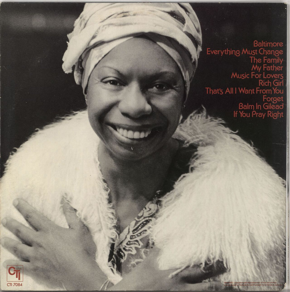 Nina Simone Baltimore US vinyl LP album (LP record)