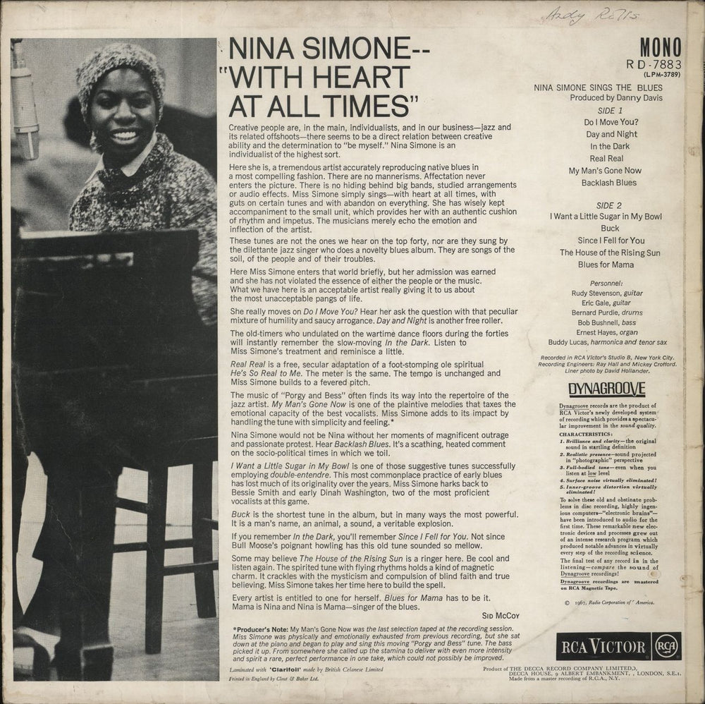 Nina Simone Sings The Blues - VG UK vinyl LP album (LP record)