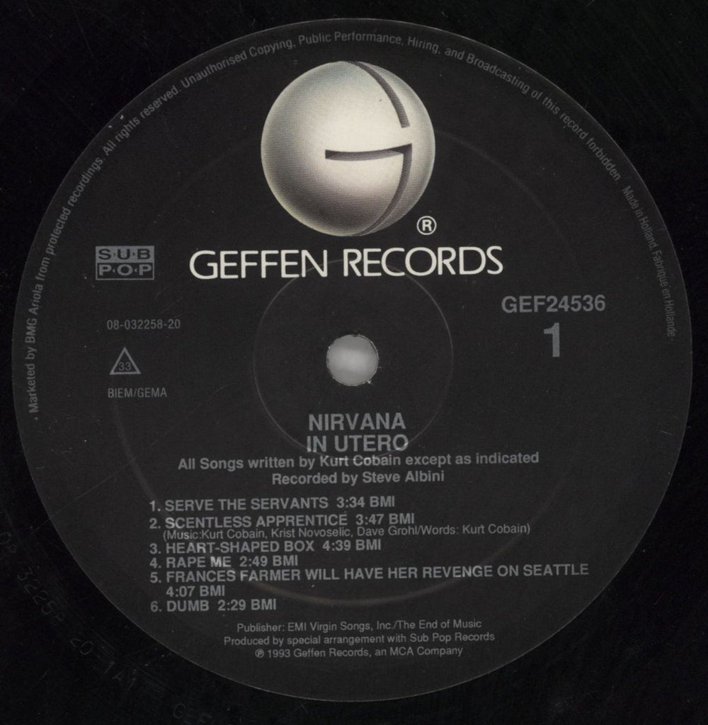 Nirvana (US) In Utero - EX UK vinyl LP album (LP record) NIRLPIN858565