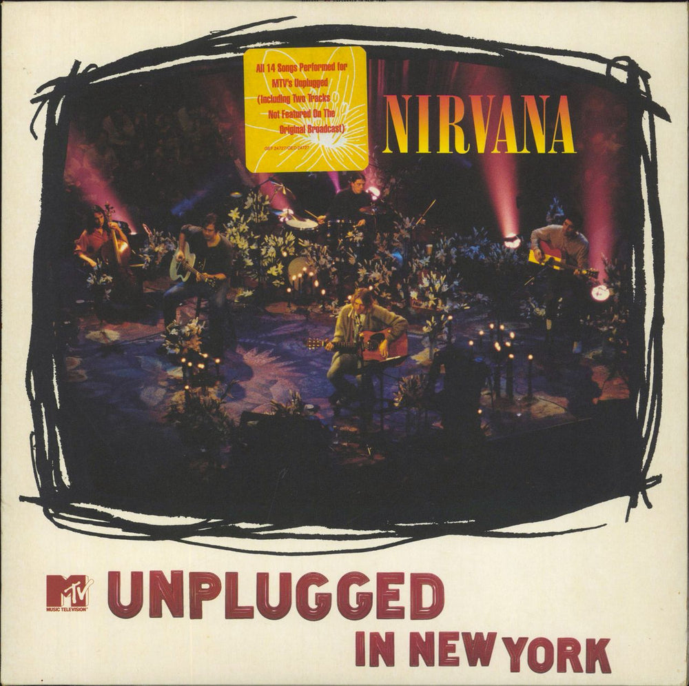 Nirvana (US) Unplugged In New York - White - Hype Sticker - EX German vinyl LP album (LP record) GEF24727