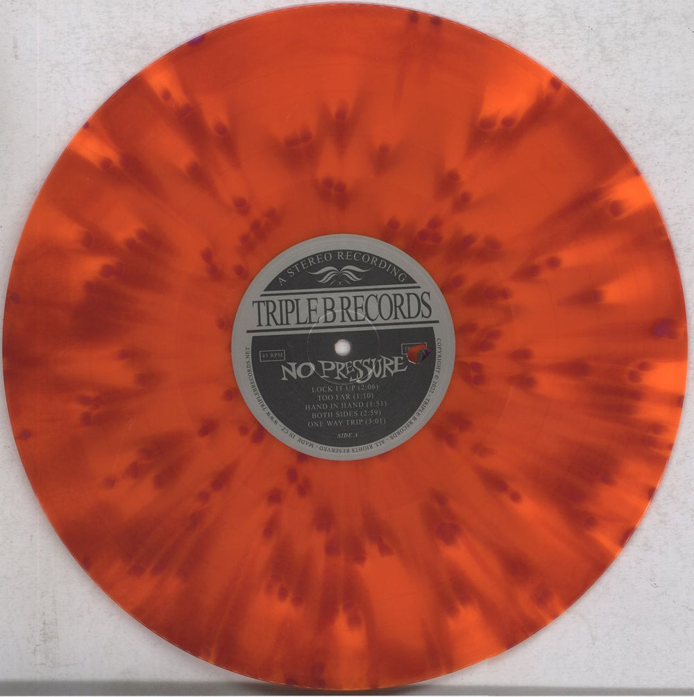 No Pressure No Pressure - Orange and Red with Violet Splatter Vinyl US vinyl LP album (LP record) 6QLLPNO836492