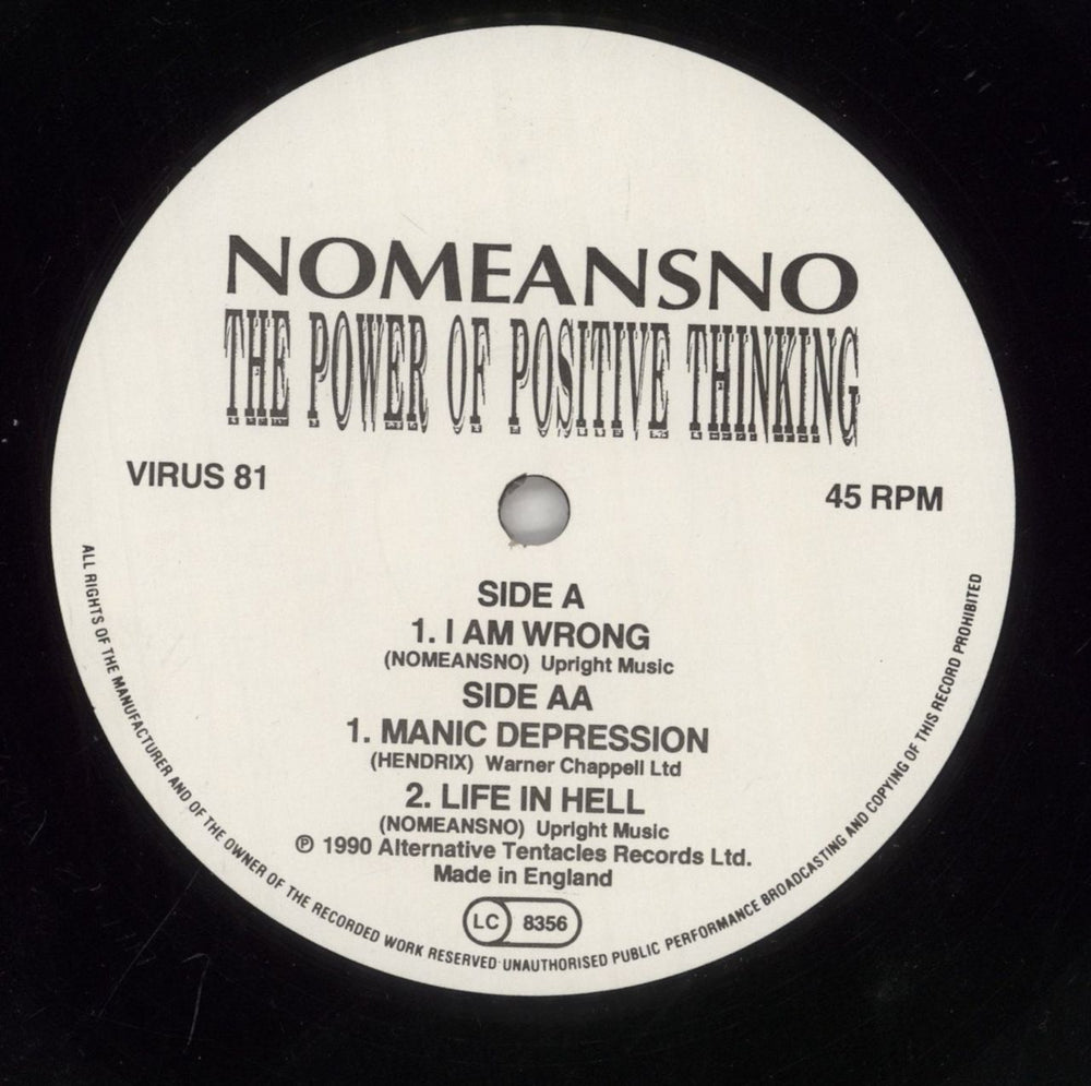 Nomeansno The Power Of Positive Thinking EP UK 12" vinyl single (12 inch record / Maxi-single) NOQ12TH515219