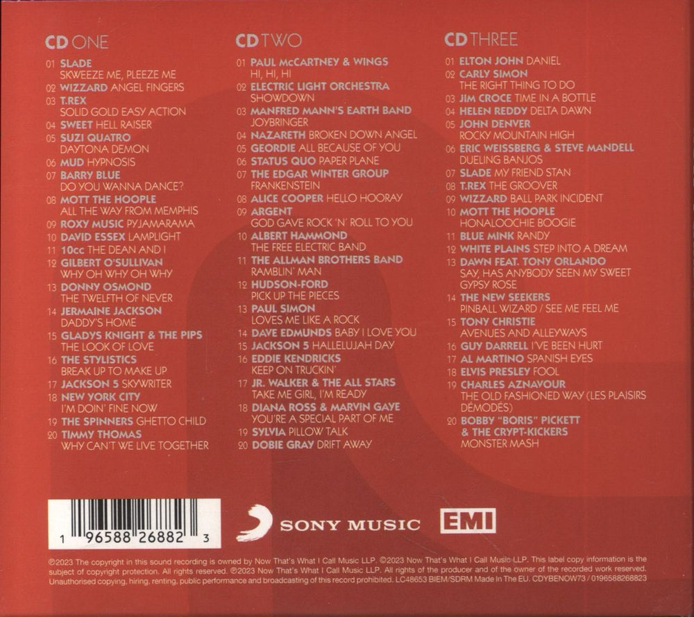 Now That's What I Call Music Now Yearbook '73 Extra UK 3-CD album set (Triple CD) 196588268823