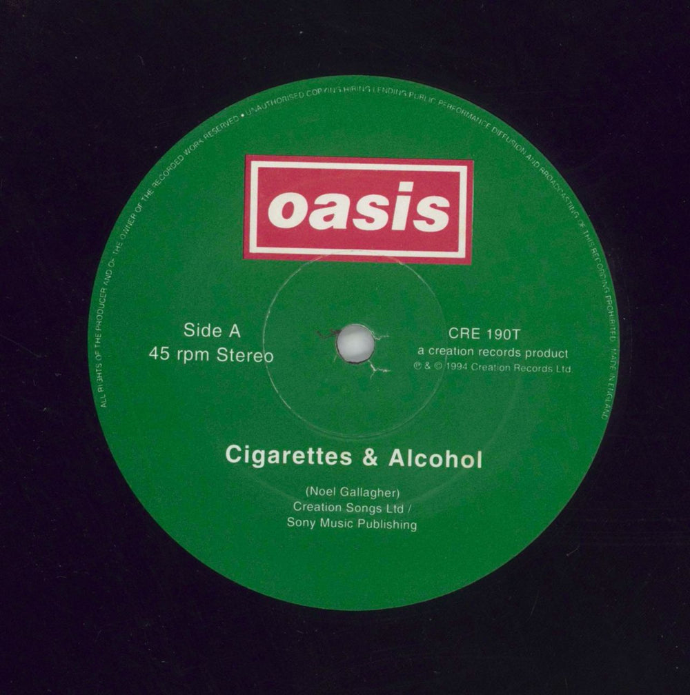 Oasis Cigarettes & Alcohol UK 12" vinyl single (12 inch record / Maxi-single) OAS12CI36006