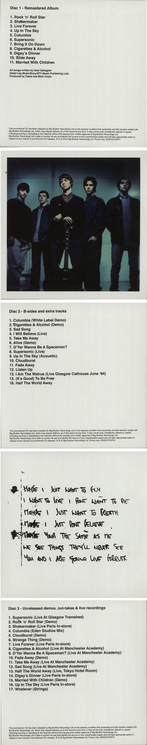 Oasis Definitely Maybe UK Promo 3-CD album set (Triple CD) OAS3CDE633196