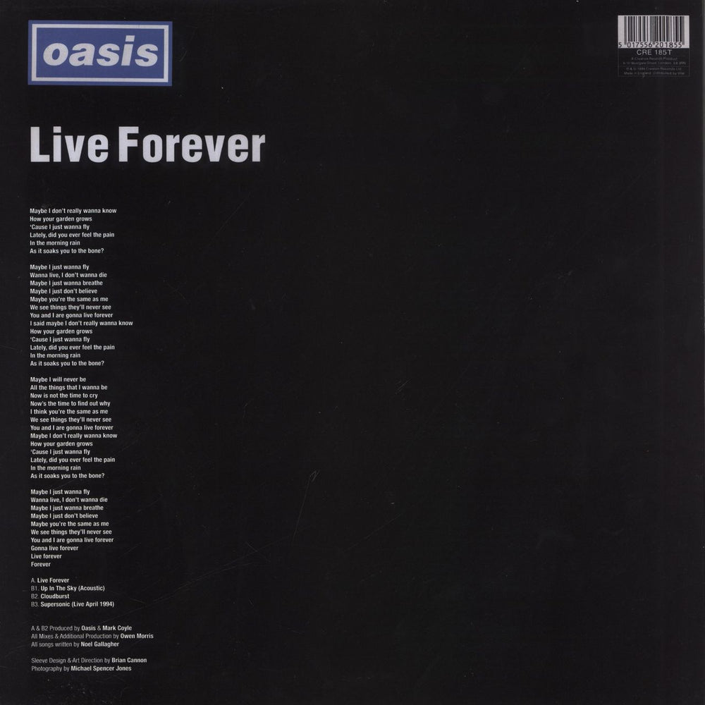 Oasis Live Forever UK 12" vinyl single (12 inch record / Maxi-single) 5017556201855