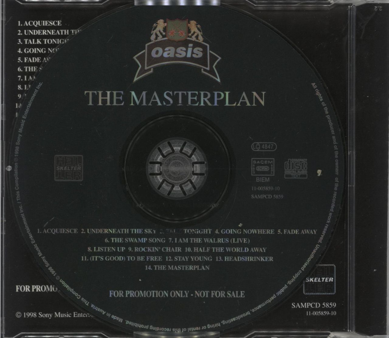 Oasis The Masterplan UK Promo CD album — RareVinyl.com