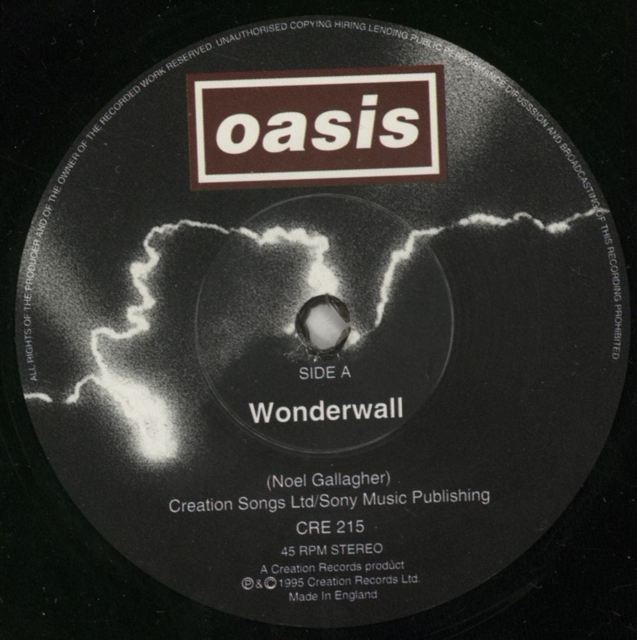 [付属品付] oasis Wonderwall CRE215 7inchレコード 付属品付] oasis Wonderwall CRE215 7inchレコード