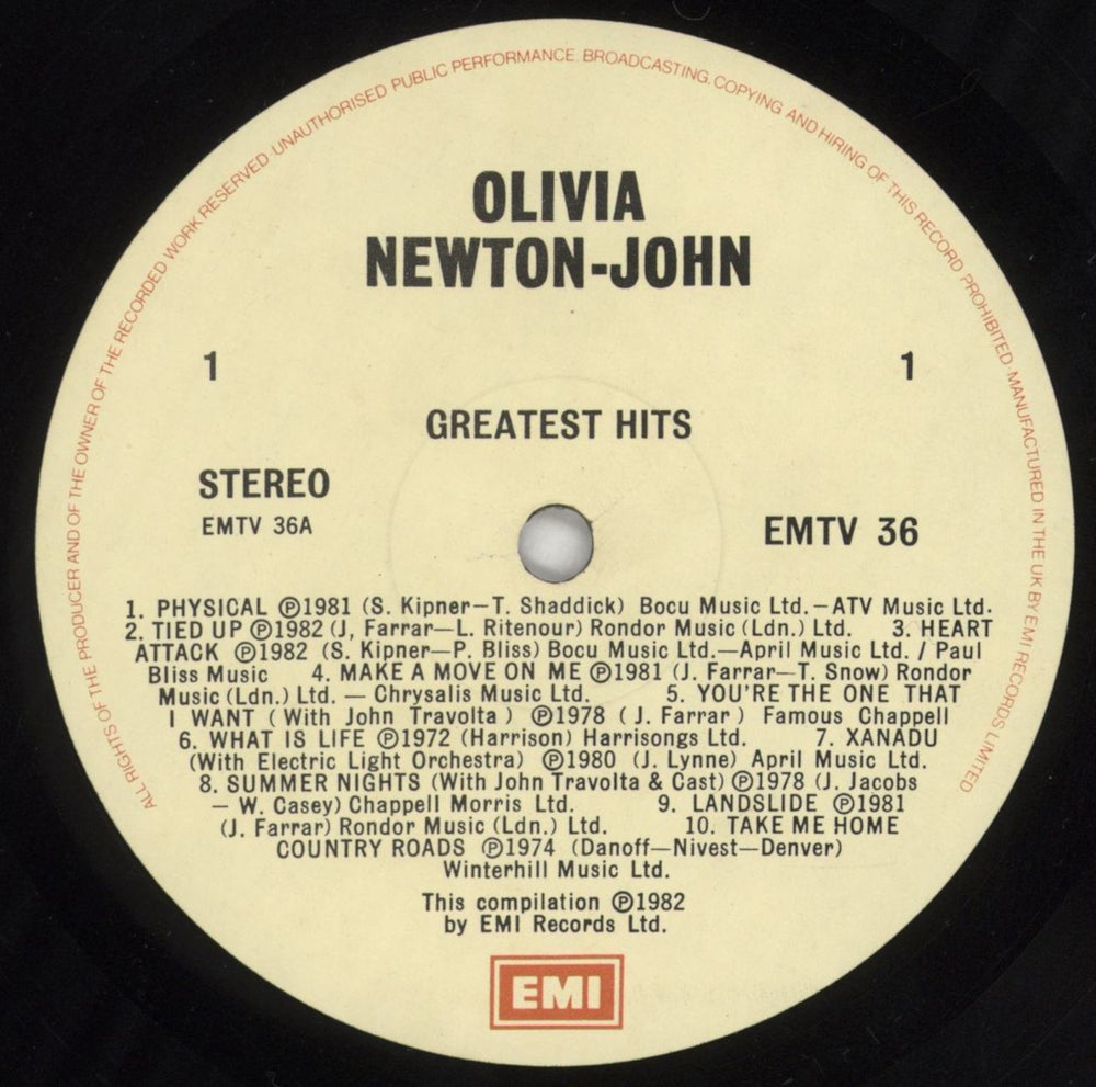 Olivia Newton John Greatest Hits UK vinyl LP album (LP record) ONJLPGR122904