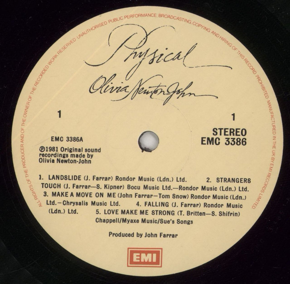 Olivia Newton John Physical UK vinyl LP album (LP record) ONJLPPH52701