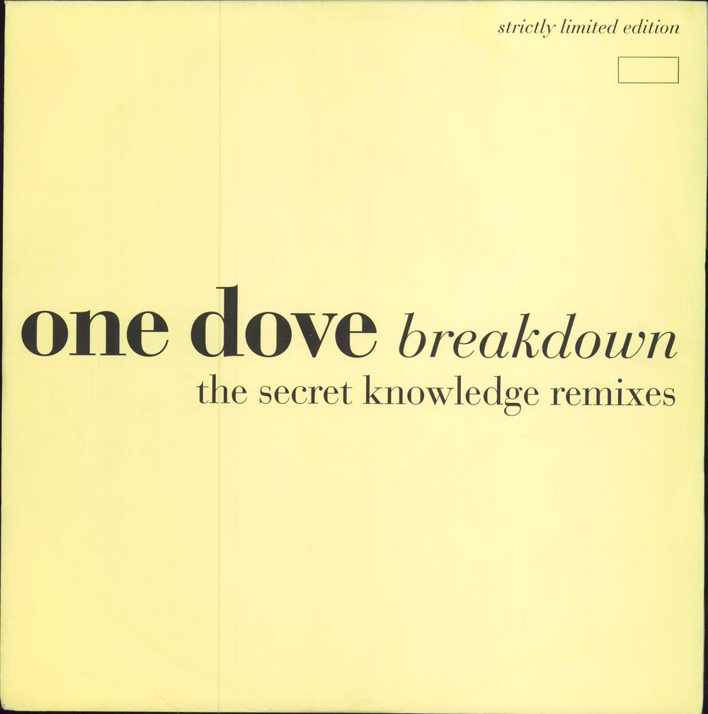 One Dove Breakdown - Un-Numbered UK 12" vinyl single (12 inch record / Maxi-single) BOIXR15