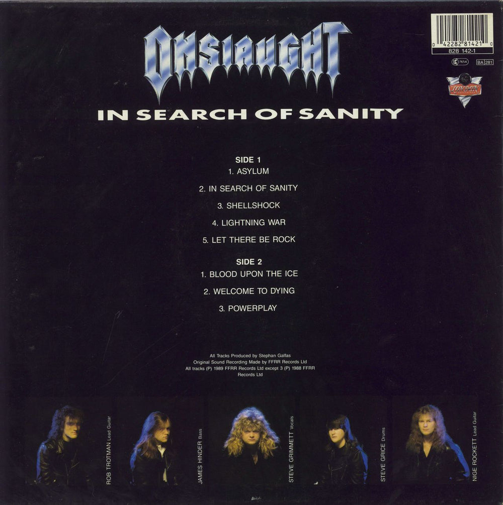 Onslaught In Search Of Sanity UK vinyl LP album (LP record) 042282814210