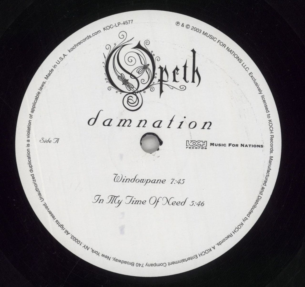 Opeth Damnation US 2-LP vinyl record set (Double LP Album) OEP2LDA850548