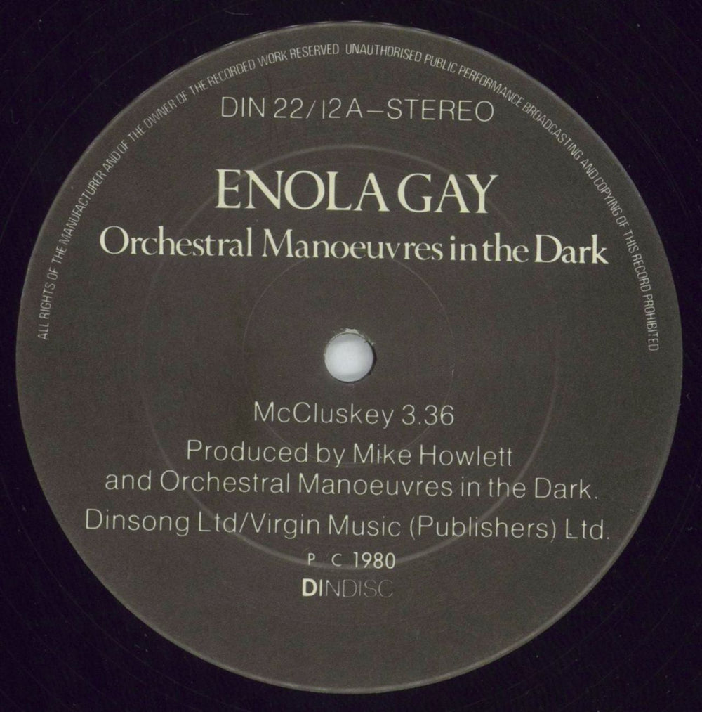 Orchestral Manoeuvres In The Dark Enola Gay UK 12" vinyl single (12 inch record / Maxi-single) OMD12EN11268