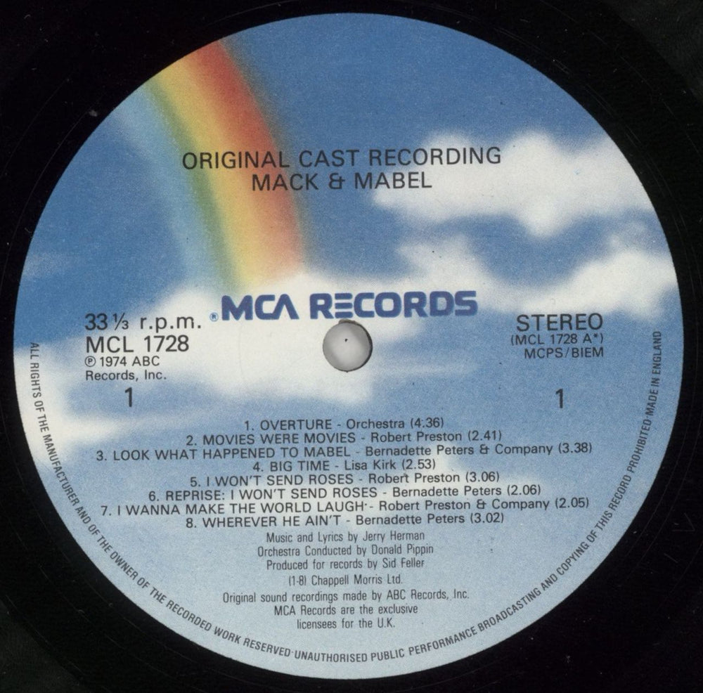 Original Cast Recording Mack & Mabel UK vinyl LP album (LP record) 1OCLPMA563543
