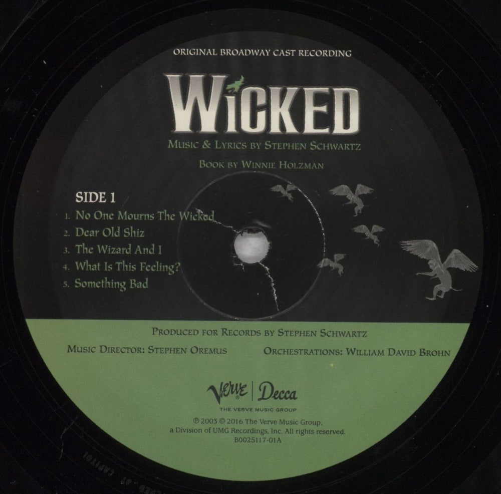 Original Cast Recording Wicked US 2-LP vinyl record set (Double LP Album) 1OC2LWI837938