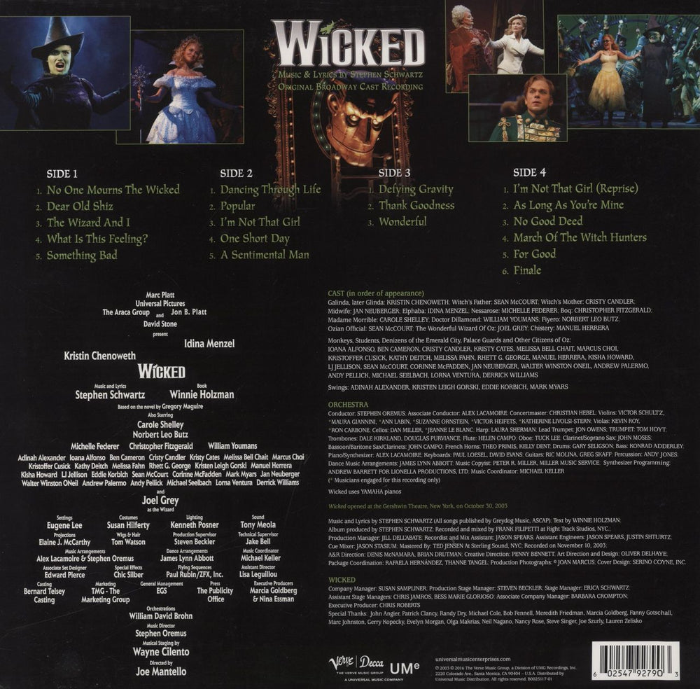 Original Cast Recording Wicked US 2-LP vinyl record set (Double LP Album)