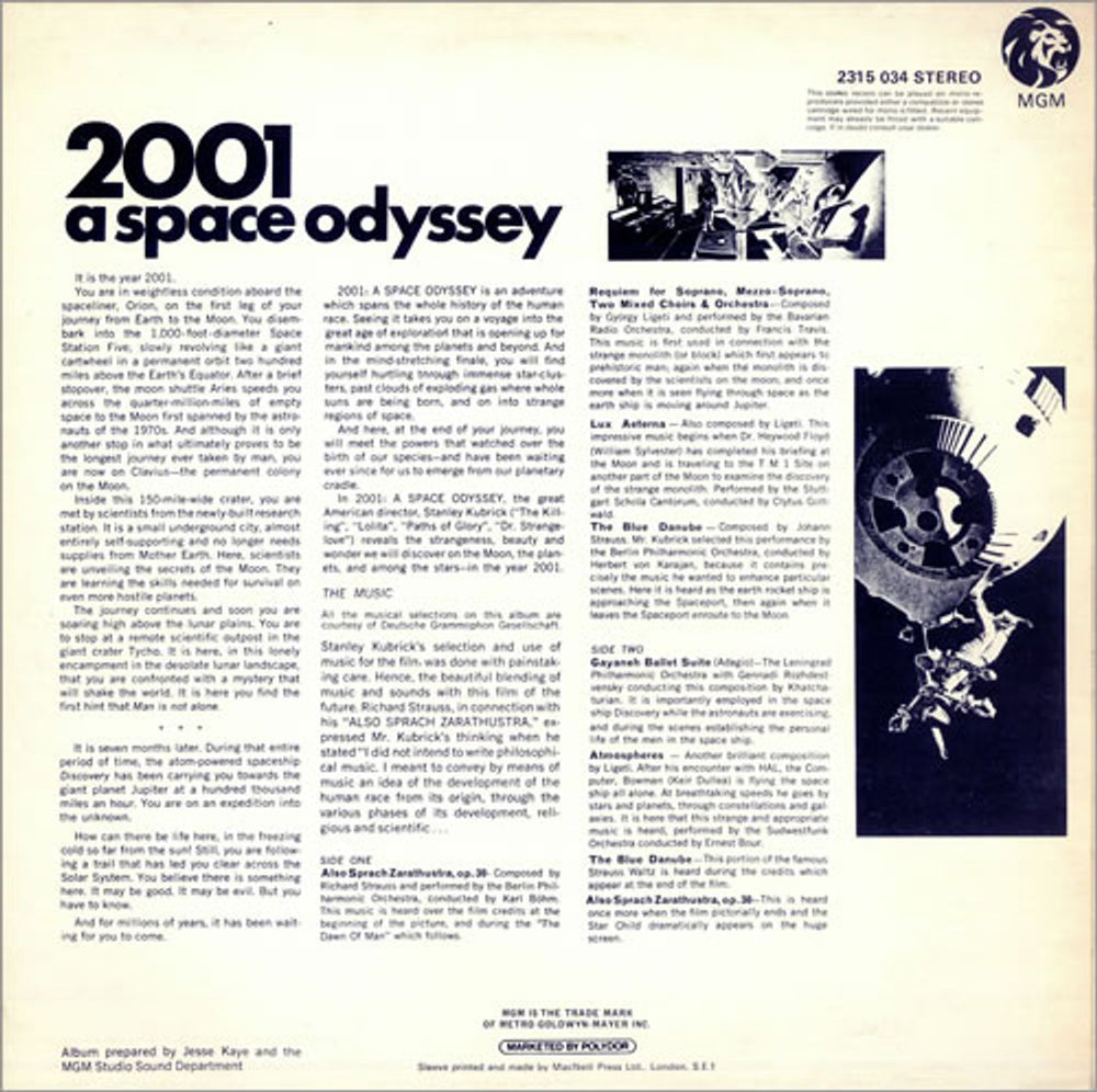 Original Soundtrack 2001: A Space Odyssey UK vinyl LP album (LP record) OSTLPAS131194