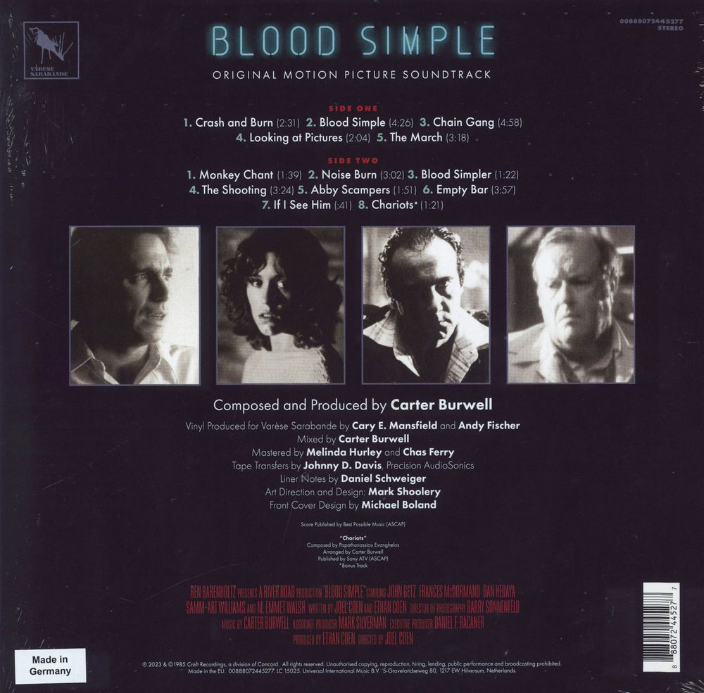 Original Soundtrack Blood Simple - Sealed - Red with Black Smoke vinyl - RSD UK vinyl LP album (LP record) 888072445277