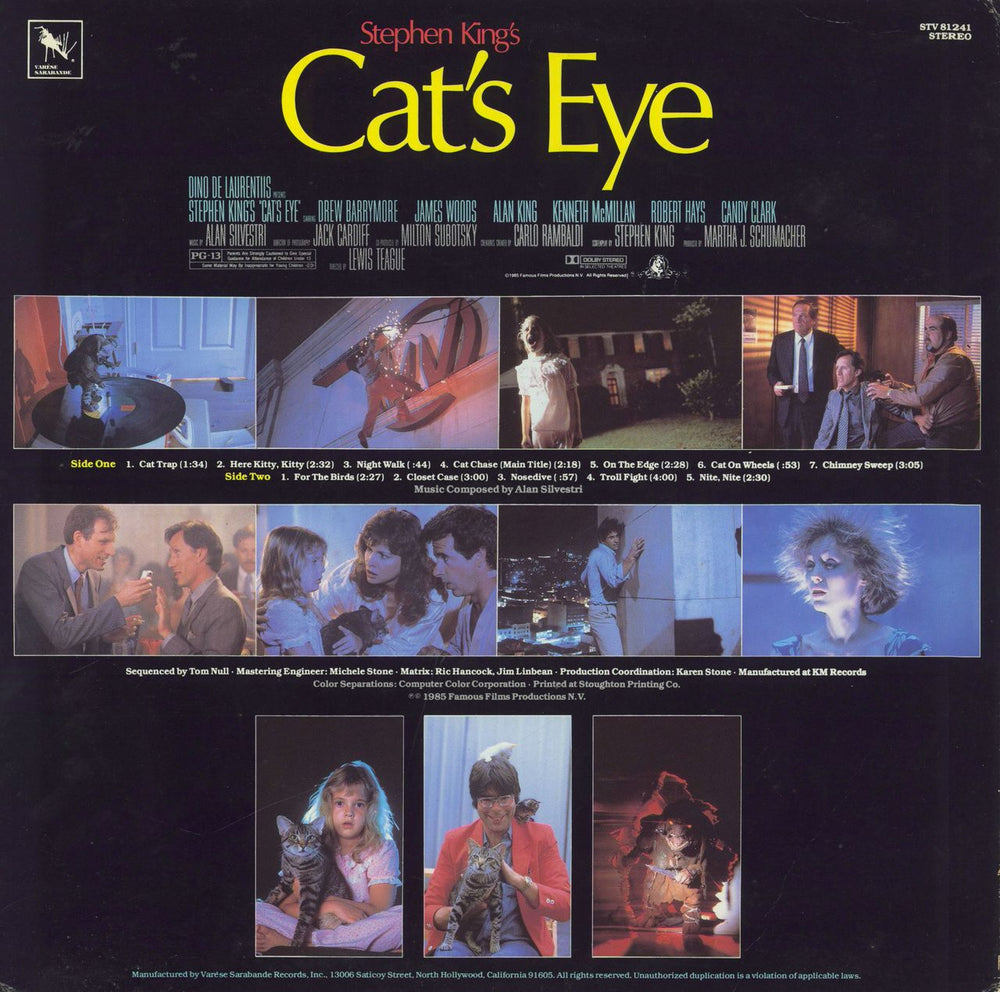 Original Soundtrack Cat's Eye US vinyl LP album (LP record)