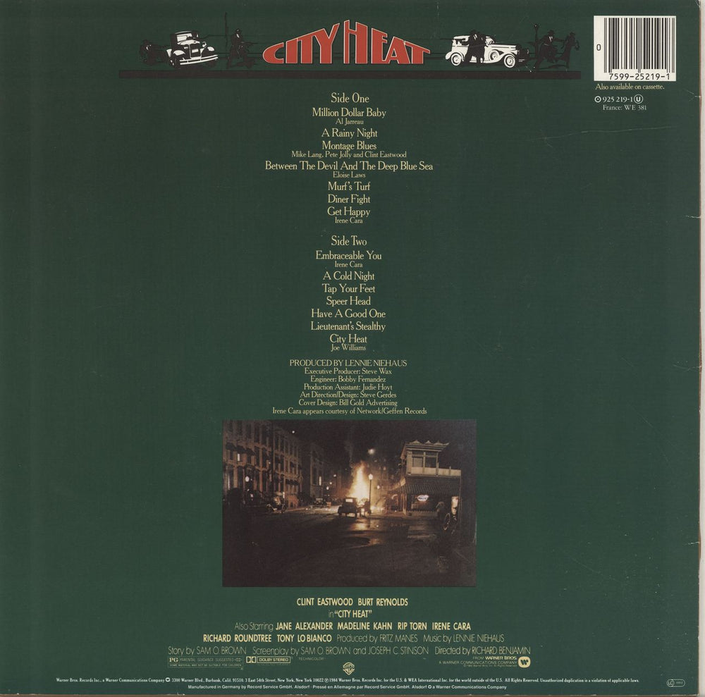 Original Soundtrack City Heat German vinyl LP album (LP record) 075992521918