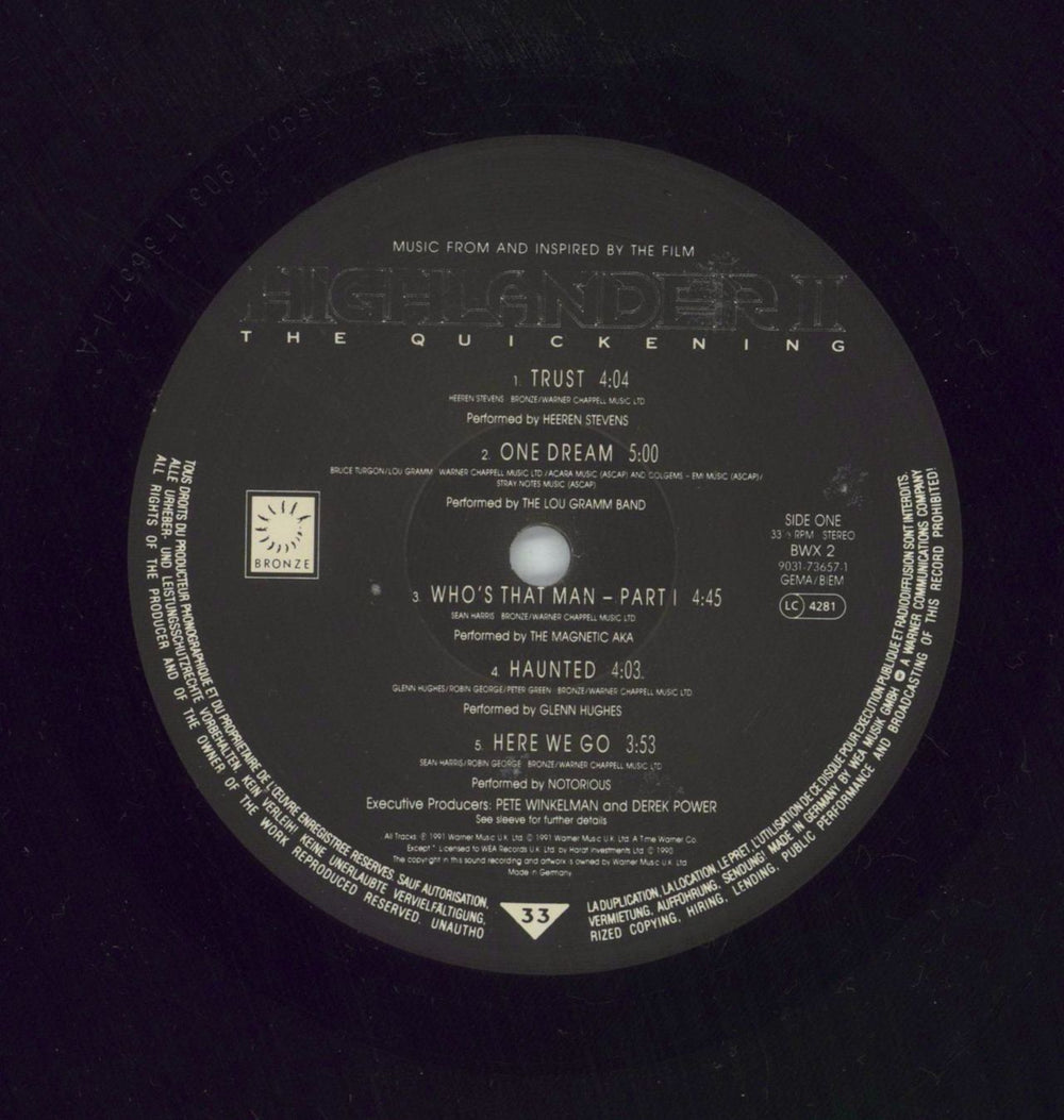 Original Soundtrack Highlander II - The Quickening German vinyl LP album (LP record) OSTLPHI813989