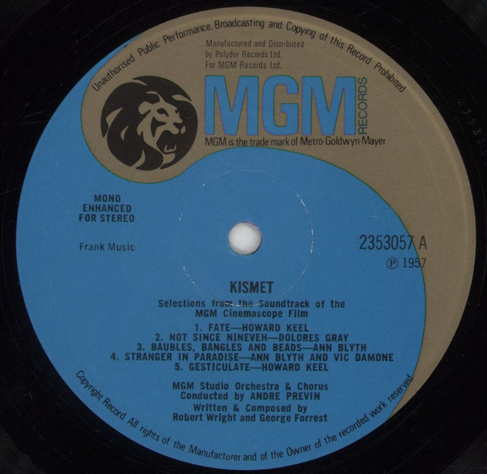 Original Soundtrack Kismet UK vinyl LP album (LP record) OSTLPKI567606