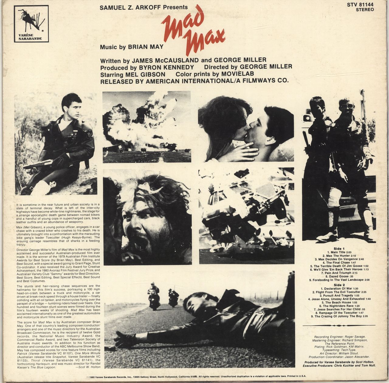 Original Soundtrack Mad Max US Vinyl LP — RareVinyl.com