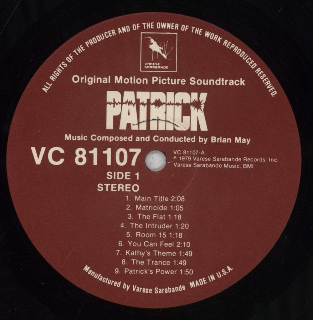 Original Soundtrack Patrick - Open Shrink US vinyl LP album (LP record) OSTLPPA835987