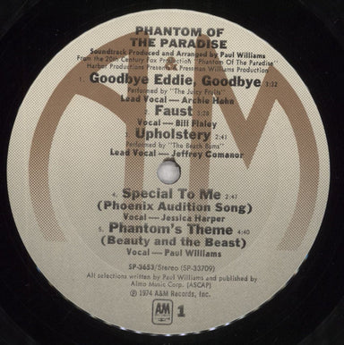 Phantom of the deals Paradise Original Soundtrack LP