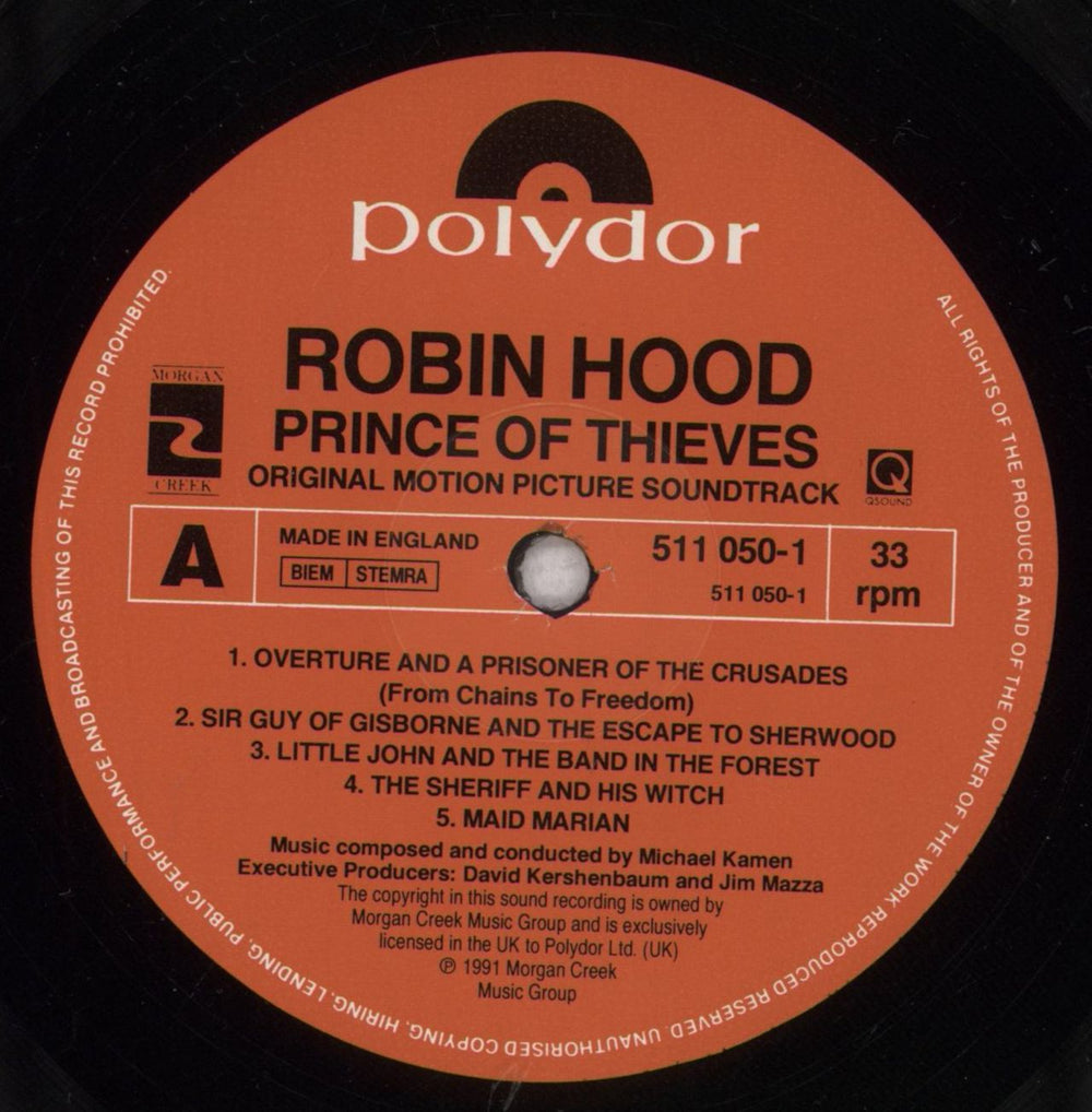 Original Soundtrack Robin Hood: Prince Of Thieves UK vinyl LP album (LP record) OSTLPRO757066