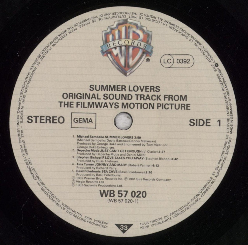 Original Soundtrack Summer Lovers - Promo Stamped German vinyl LP album (LP record) OSTLPSU838216