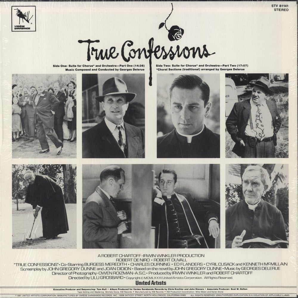 Original Soundtrack True Confessions (Original Motion Picture Soundtrack) - Open Shrink US vinyl LP album (LP record)