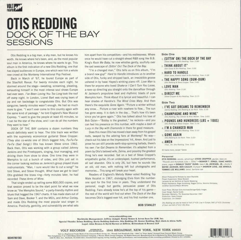 Otis Redding Dock Of The Bay Sessions - Sealed UK vinyl LP album (LP record) 603497861583