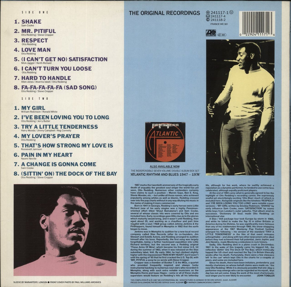 Otis Redding The Dock Of The Bay - The Definitive Collection. Orange and black label German vinyl LP album (LP record) 022924111716