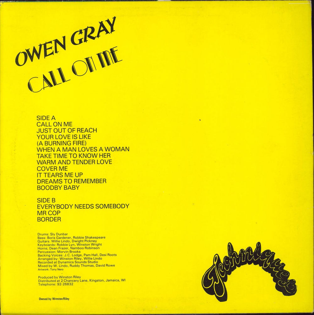 Owen Gray Call On Me Jamaican vinyl LP album (LP record)