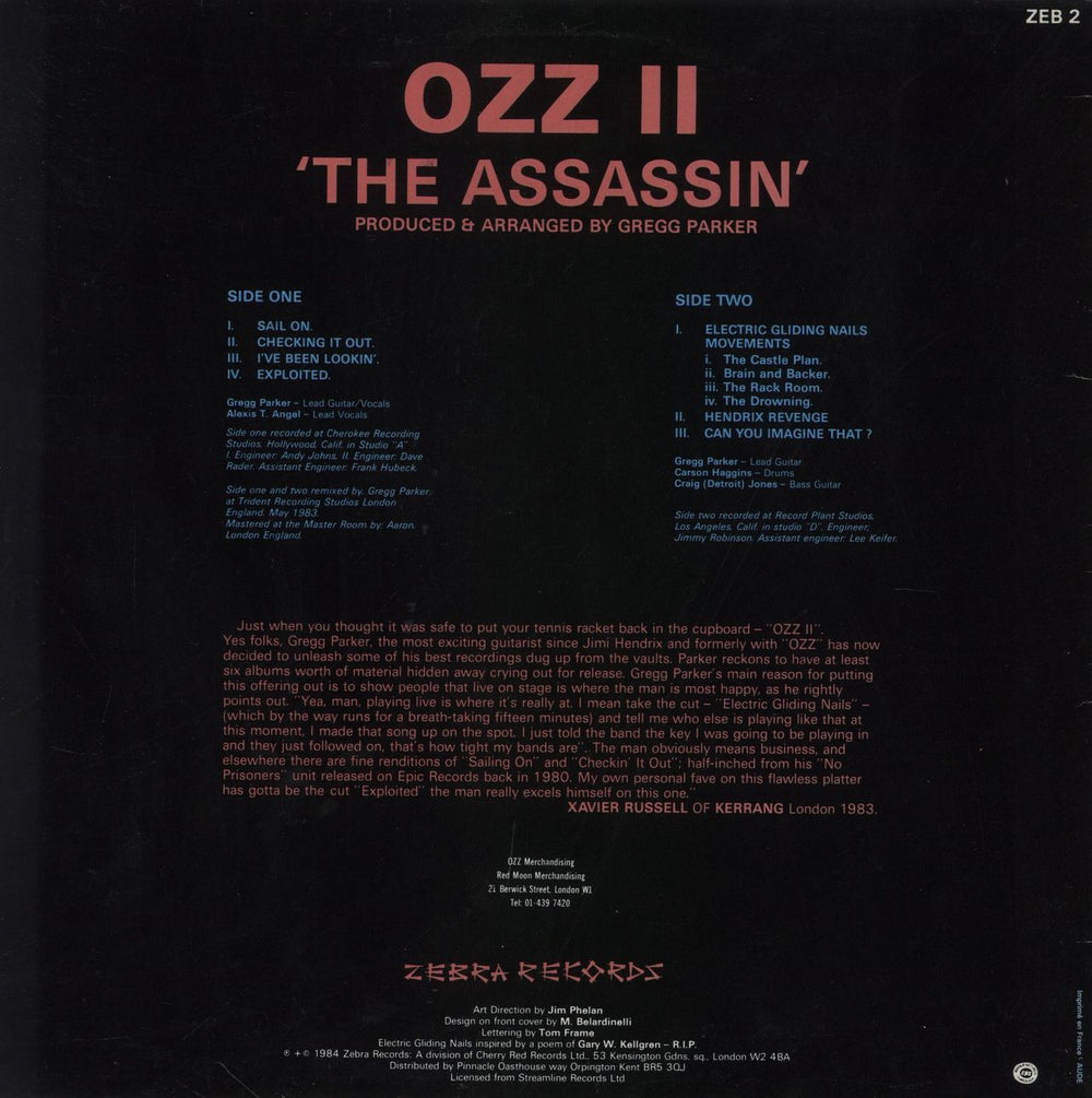 Ozz The Assassin UK vinyl LP album (LP record)