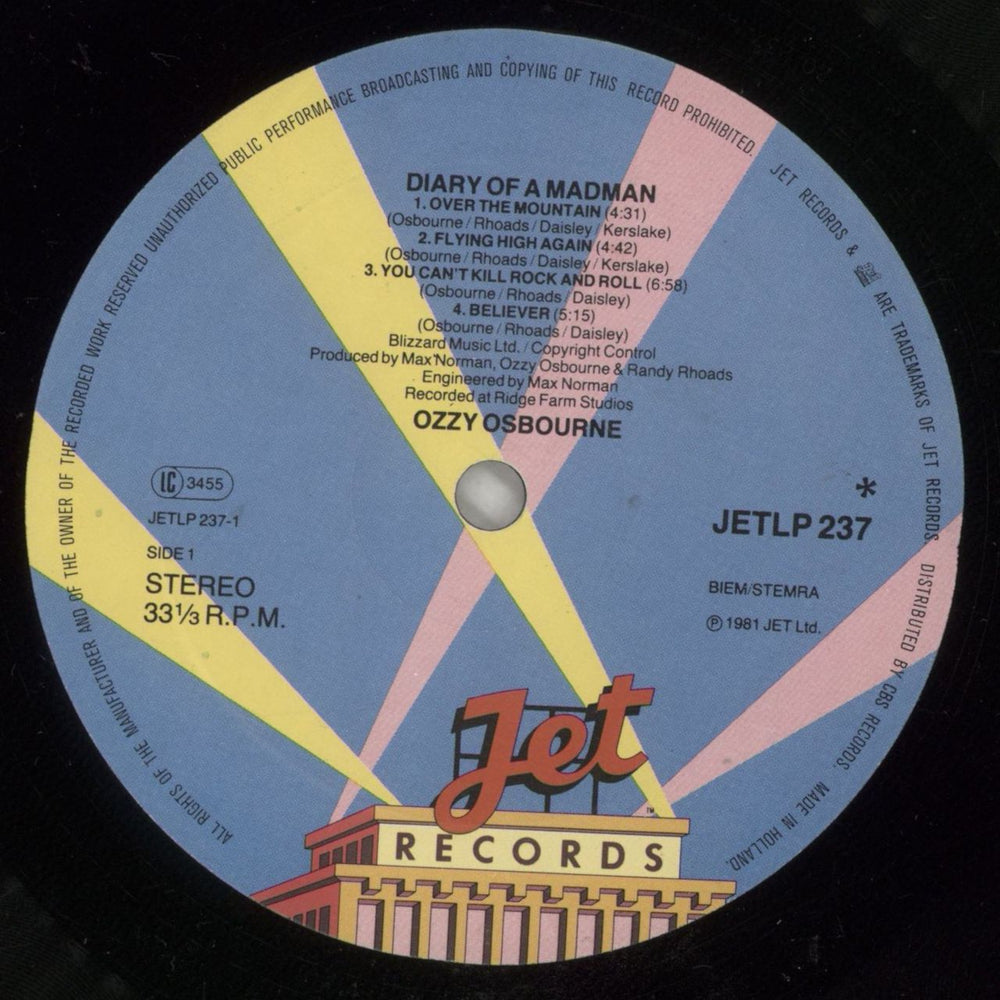 Ozzy Osbourne Diary Of A Madman - VG UK vinyl LP album (LP record) OZZLPDI874761