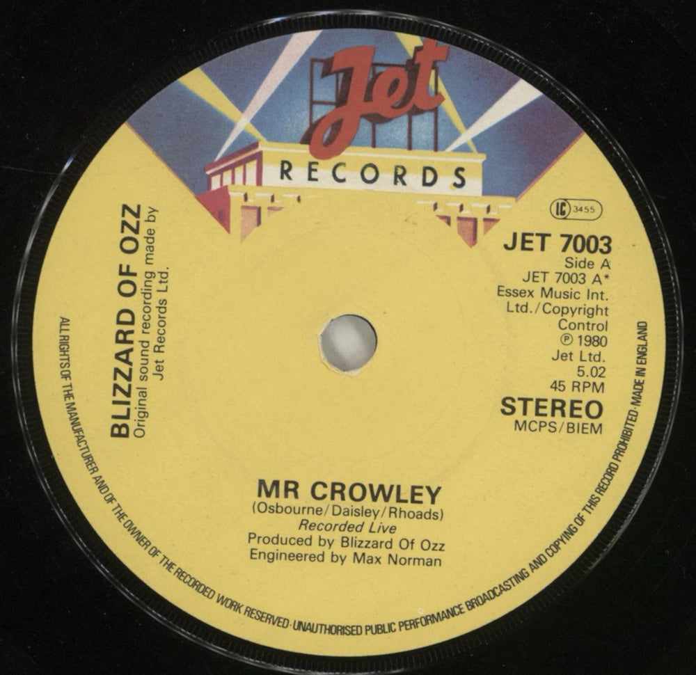 Ozzy Osbourne Mr Crowley - P/S UK 7" vinyl single (7 inch record / 45) OZZ07MR383620