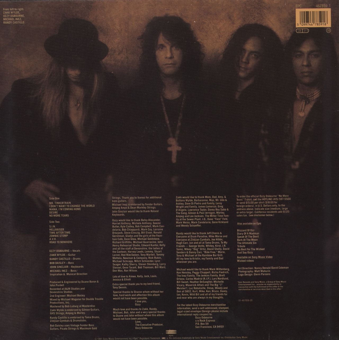 Ozzy Osbourne No More Tears - EX UK Vinyl LP — RareVinyl.com