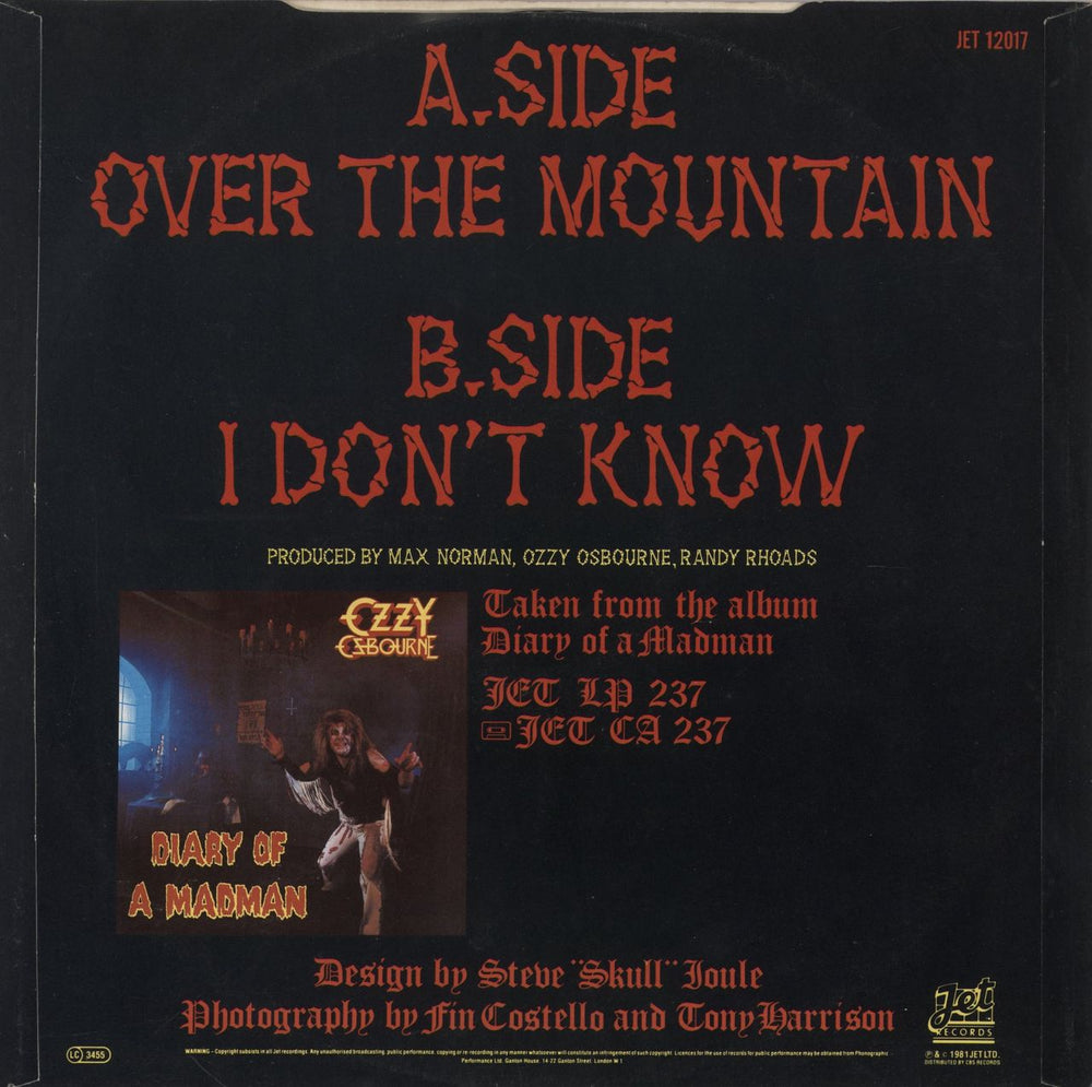 Ozzy Osbourne Over The Mountain UK 12" vinyl single (12 inch record / Maxi-single)