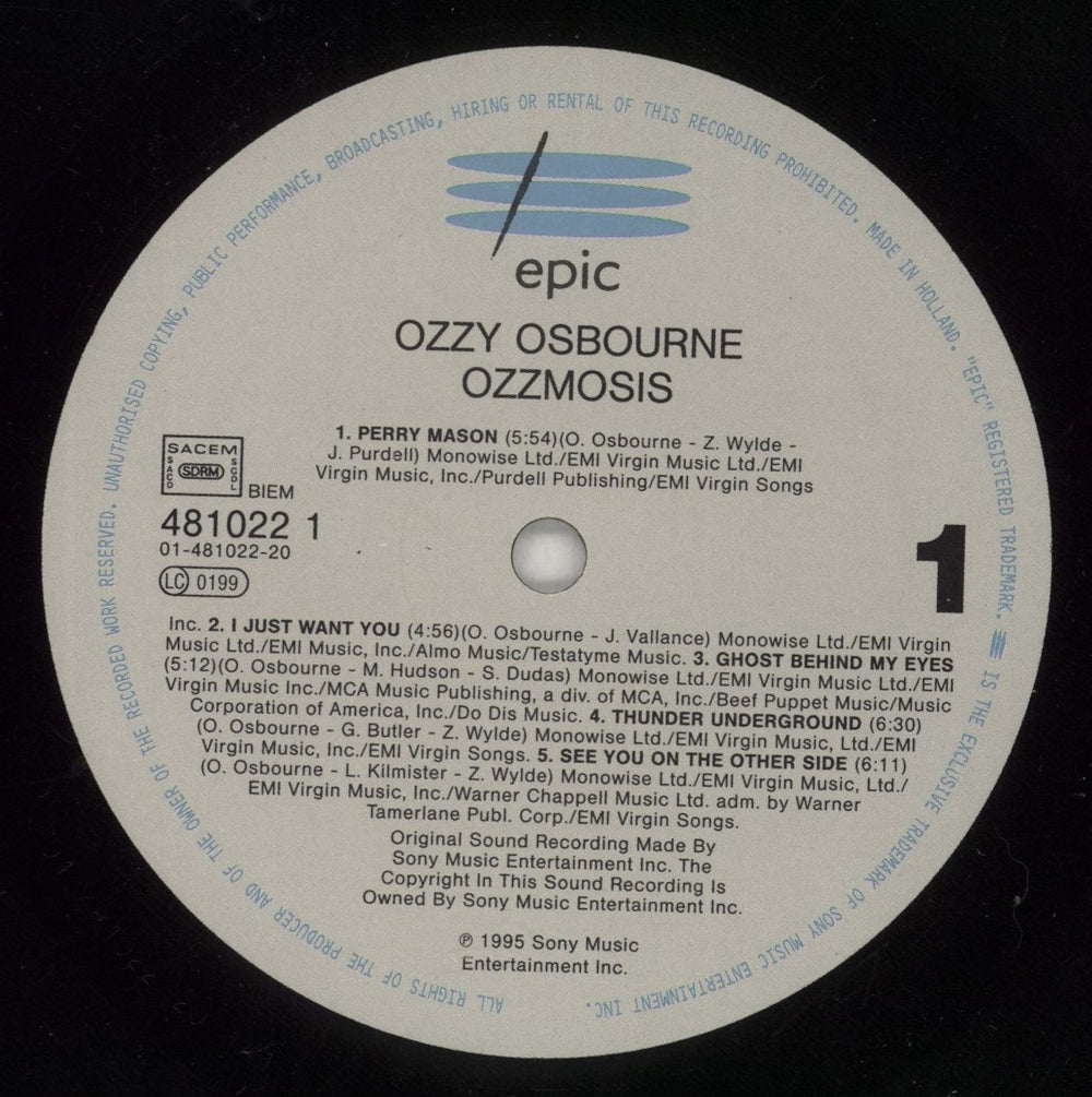 Ozzy Osbourne Ozzmosis - EX UK vinyl LP album (LP record) OZZLPOZ874582