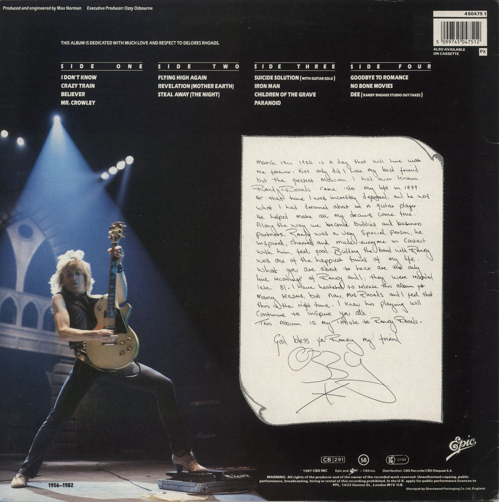 Ozzy Osbourne Tribute - Stickered + Poster - EX UK 2-LP vinyl record set (Double LP Album) 5099745047512