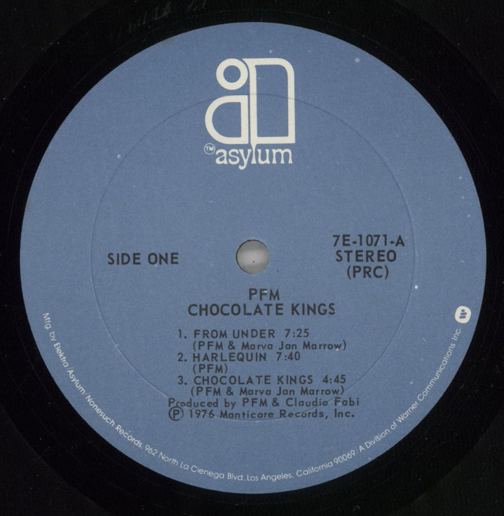 P.F.M. Chocolate Kings US vinyl LP album (LP record) PFMLPCH874380